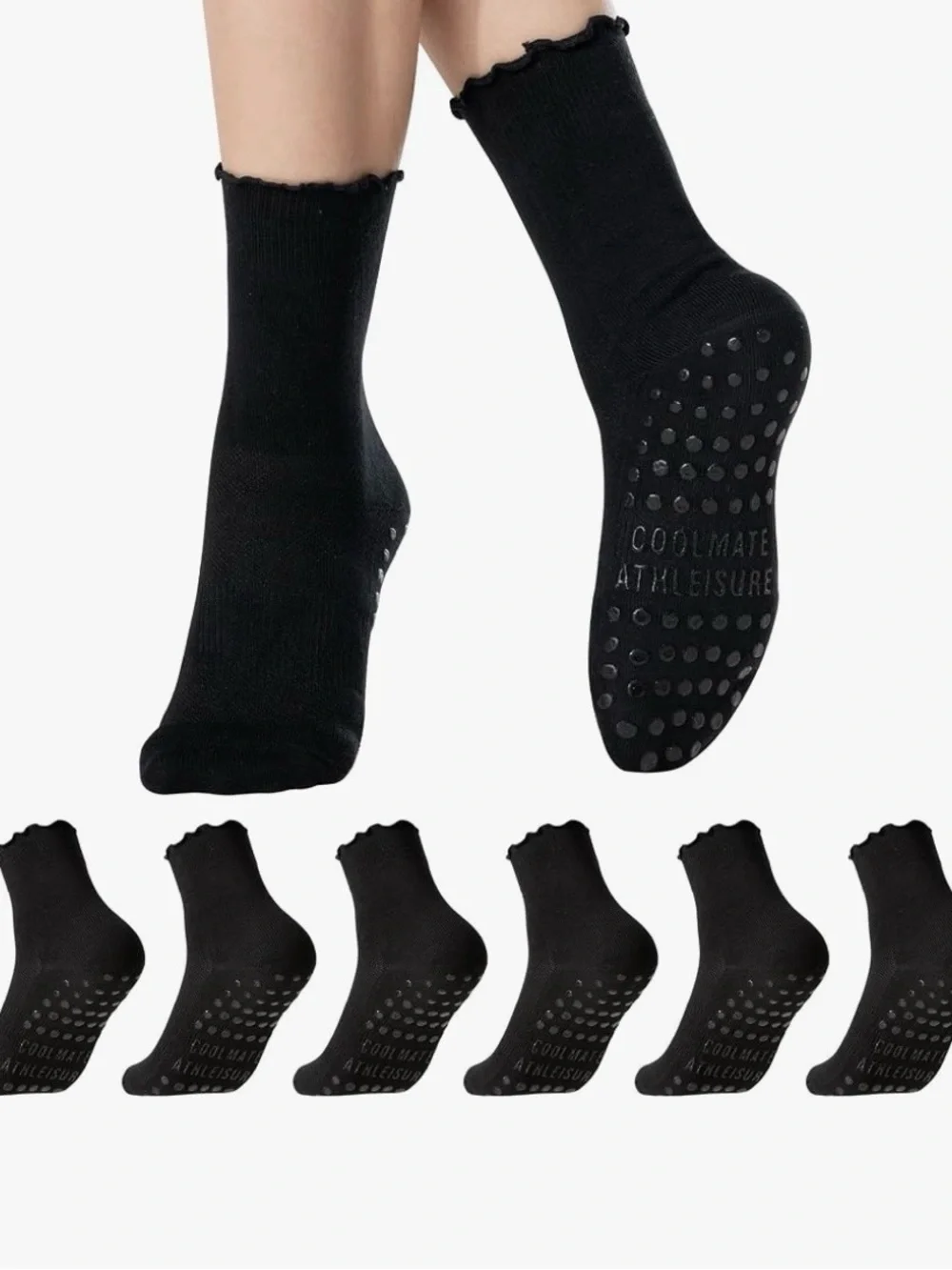 Athletic Ruffle Yoga & Pilates Socks - Black